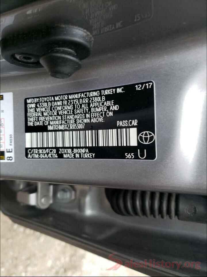 NMTKHMBX2JR053007 2018 TOYOTA C-HR