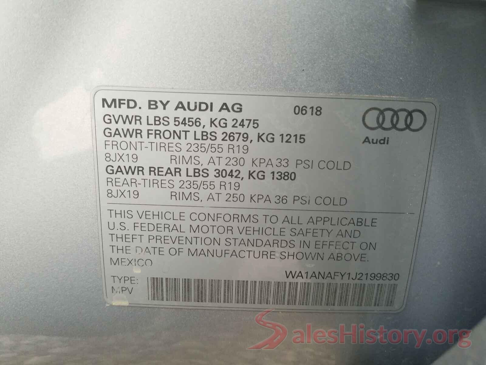 WA1ANAFY1J2199830 2018 AUDI Q5