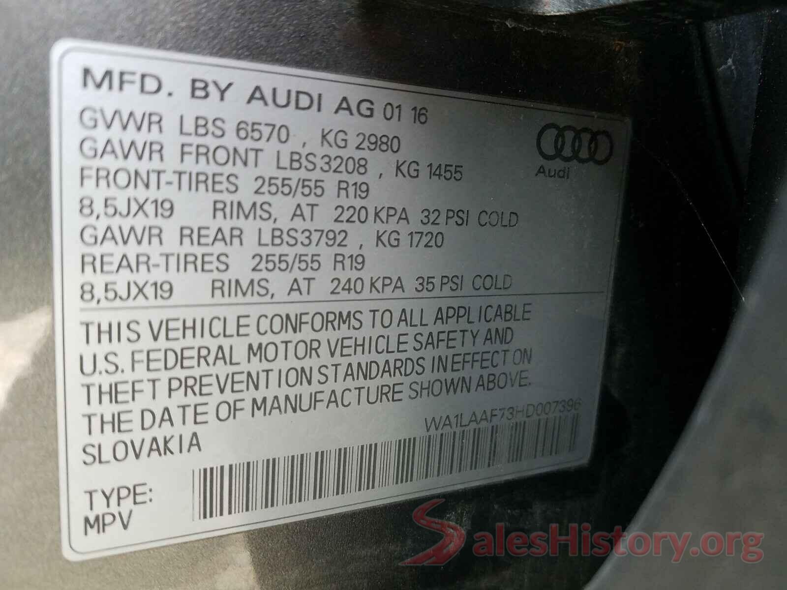 WA1LAAF73HD007396 2017 AUDI Q7