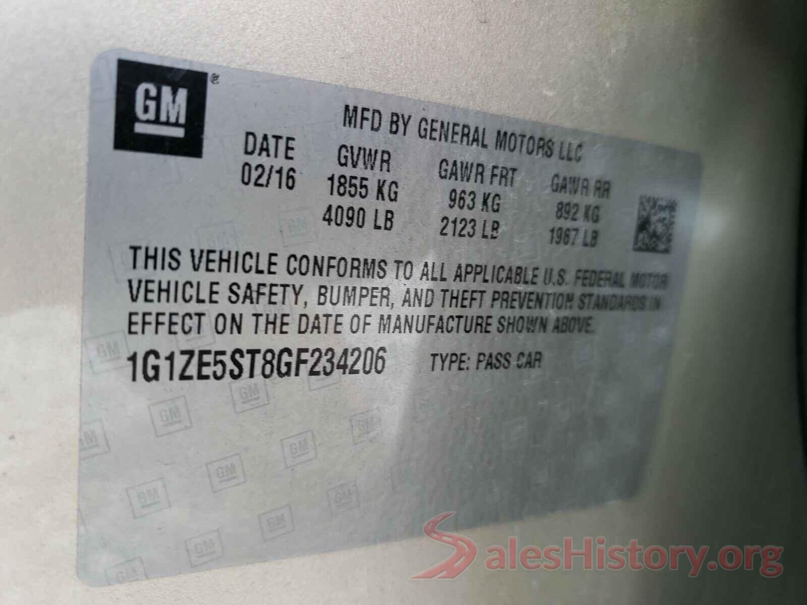 1G1ZE5ST8GF234206 2016 CHEVROLET MALIBU