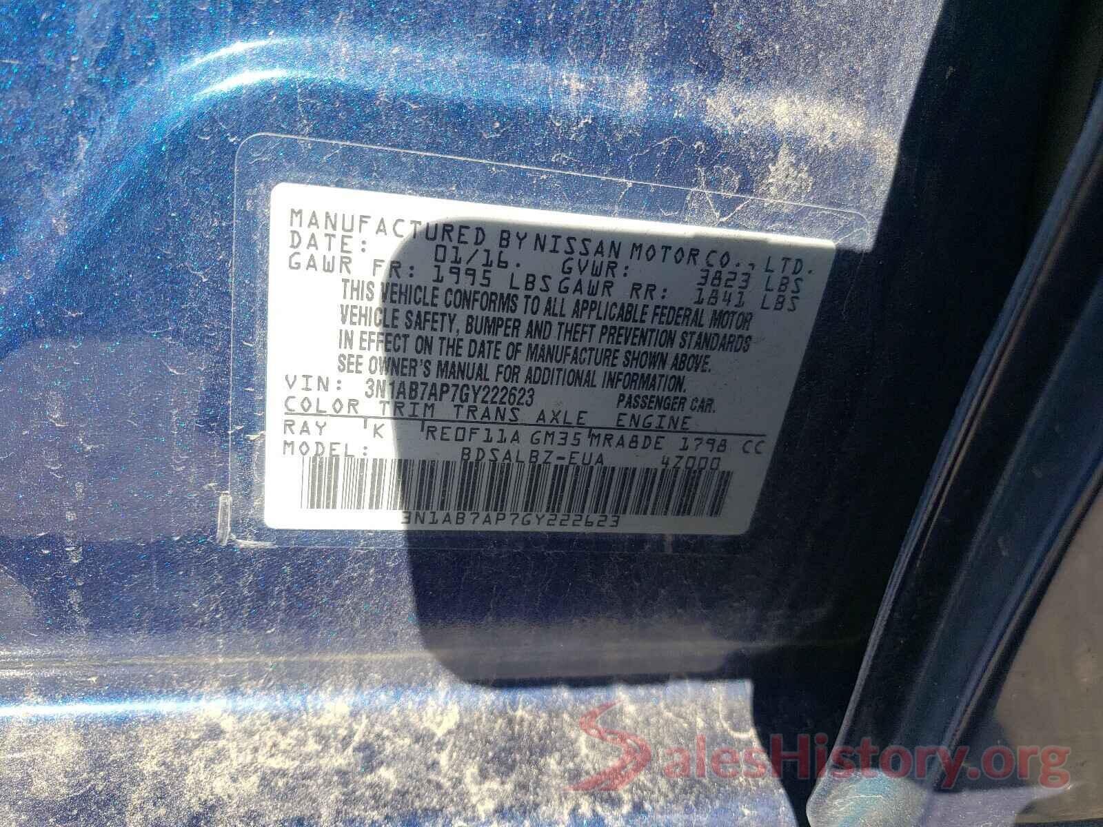 3N1AB7AP7GY222623 2016 NISSAN SENTRA