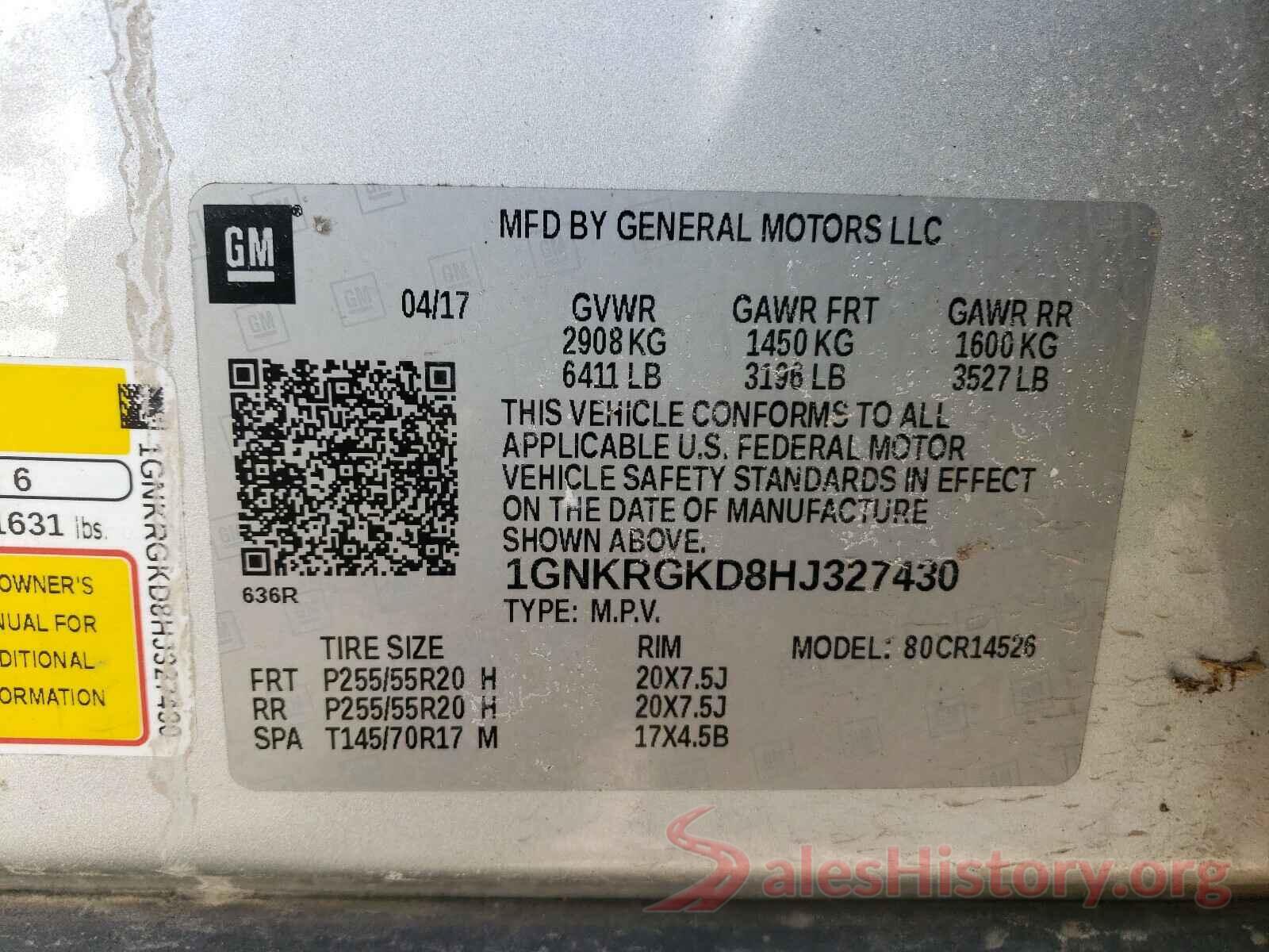 1GNKRGKD8HJ327430 2017 CHEVROLET TRAVERSE