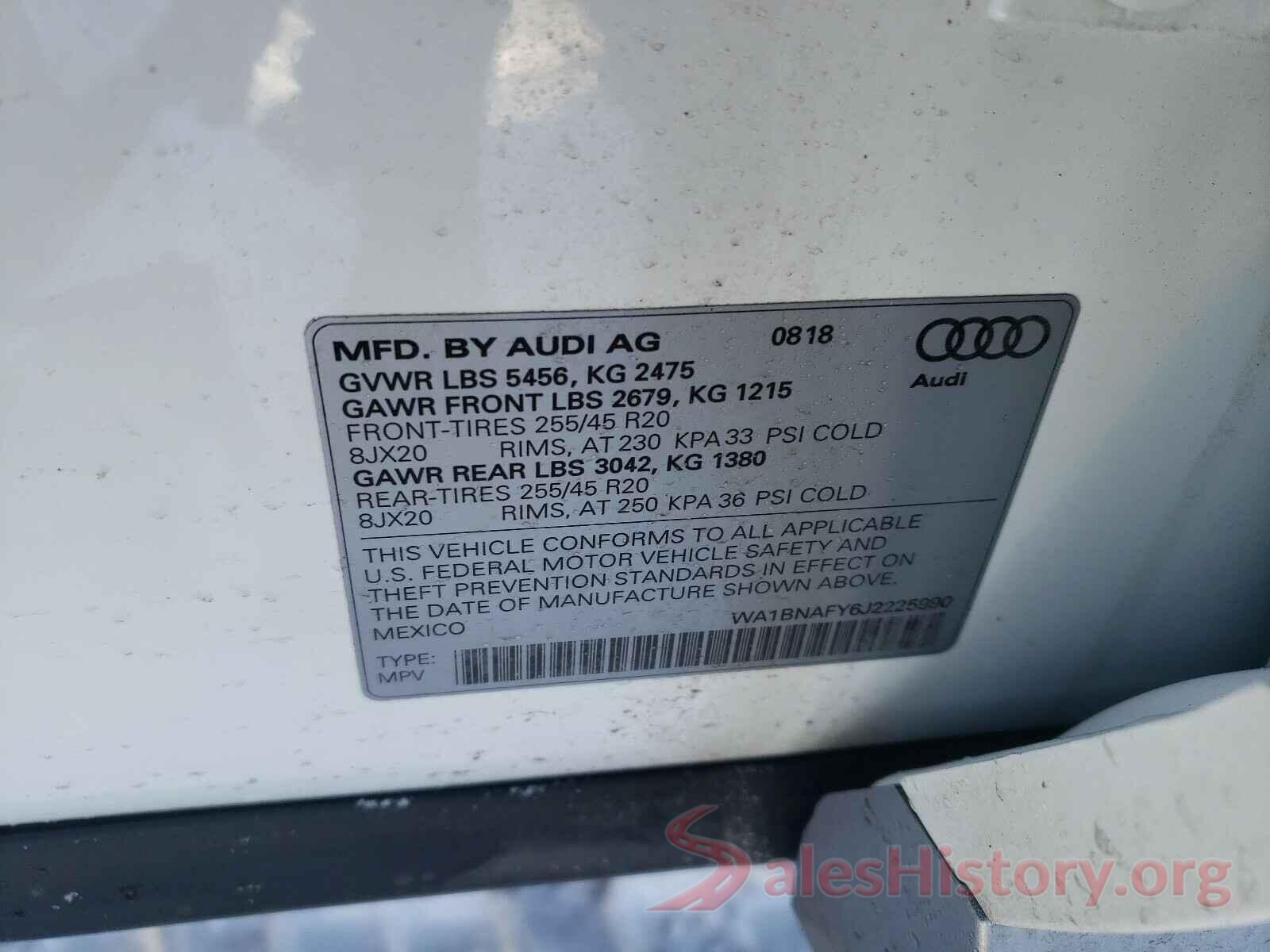 WA1BNAFY6J2225990 2018 AUDI Q5