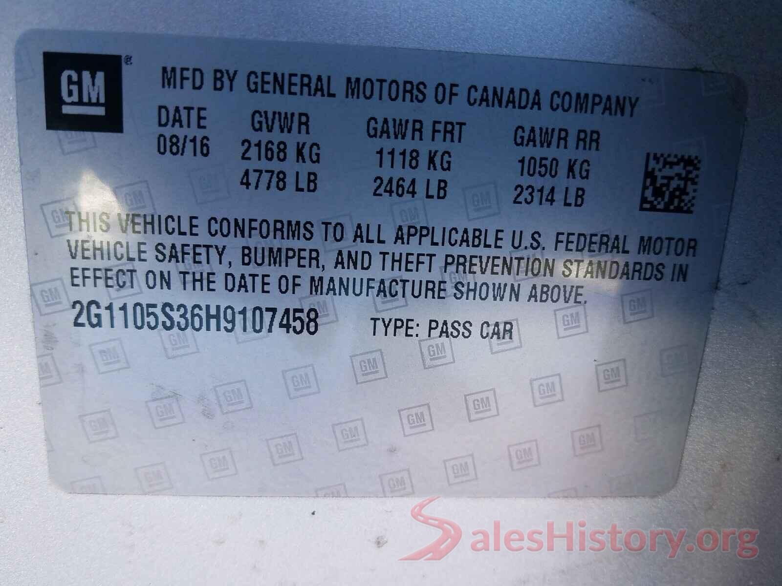 2G1105S36H9107458 2017 CHEVROLET IMPALA