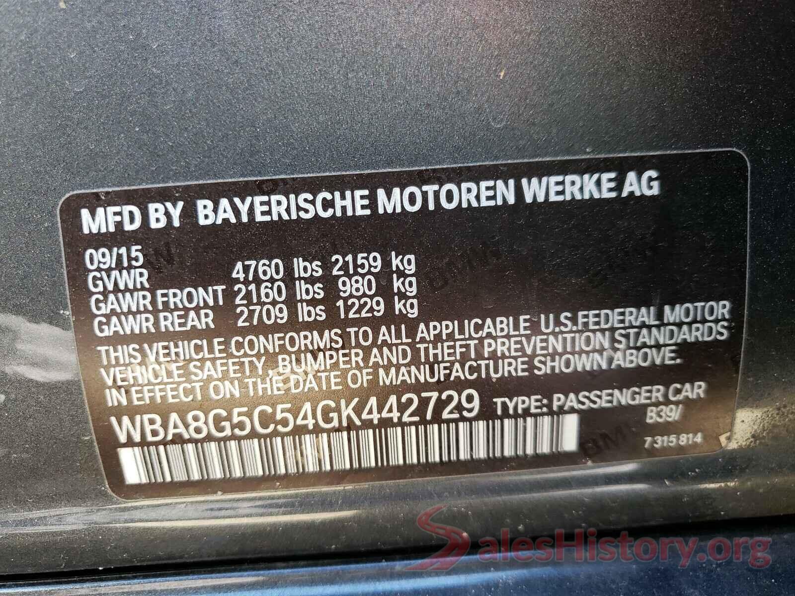 WBA8G5C54GK442729 2016 BMW 3 SERIES