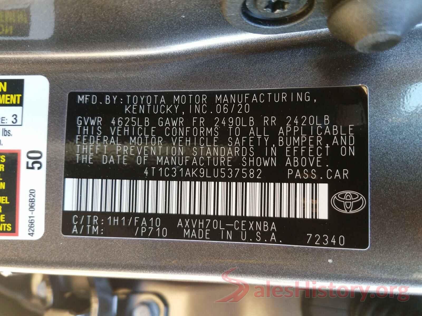 4T1C31AK9LU537582 2020 TOYOTA CAMRY