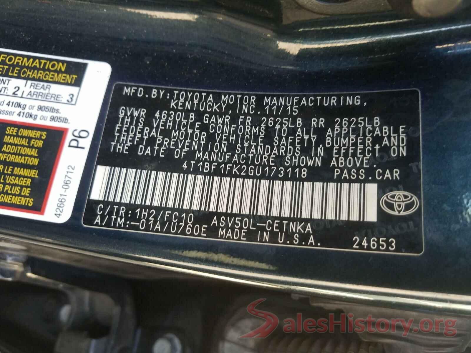 4T1BF1FK2GU173118 2016 TOYOTA CAMRY