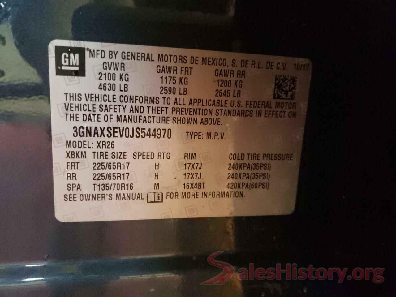 3GNAXSEV0JS544970 2018 CHEVROLET EQUINOX