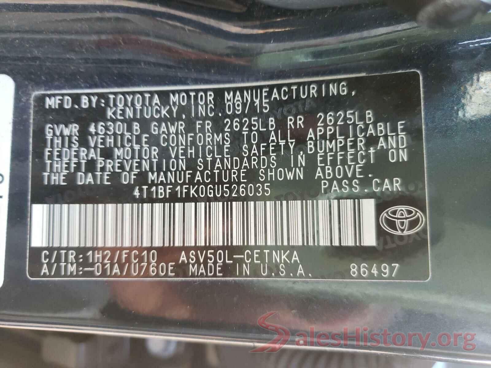 4T1BF1FK0GU526035 2016 TOYOTA CAMRY