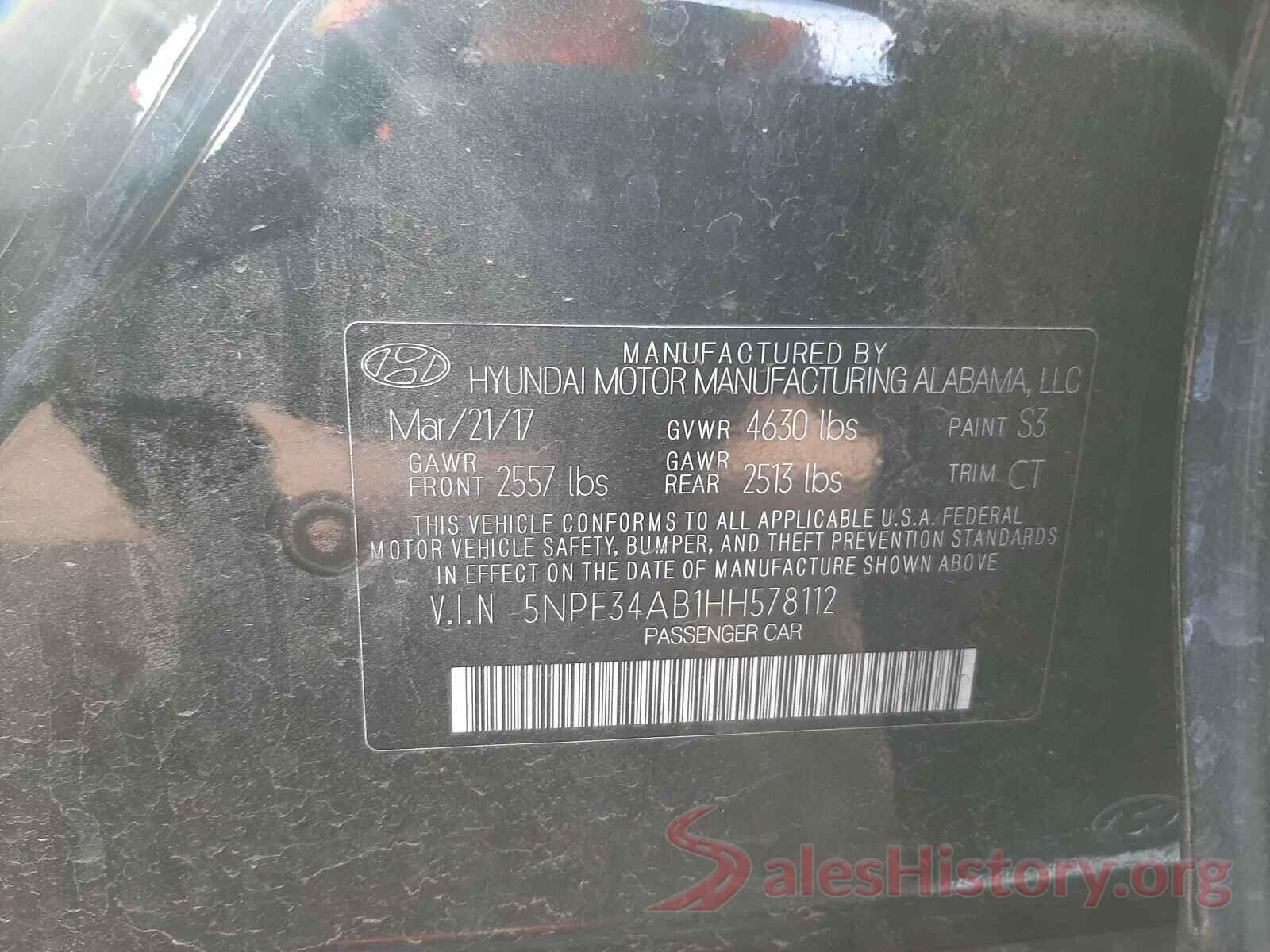 5NPE34AB1HH578112 2017 HYUNDAI SONATA