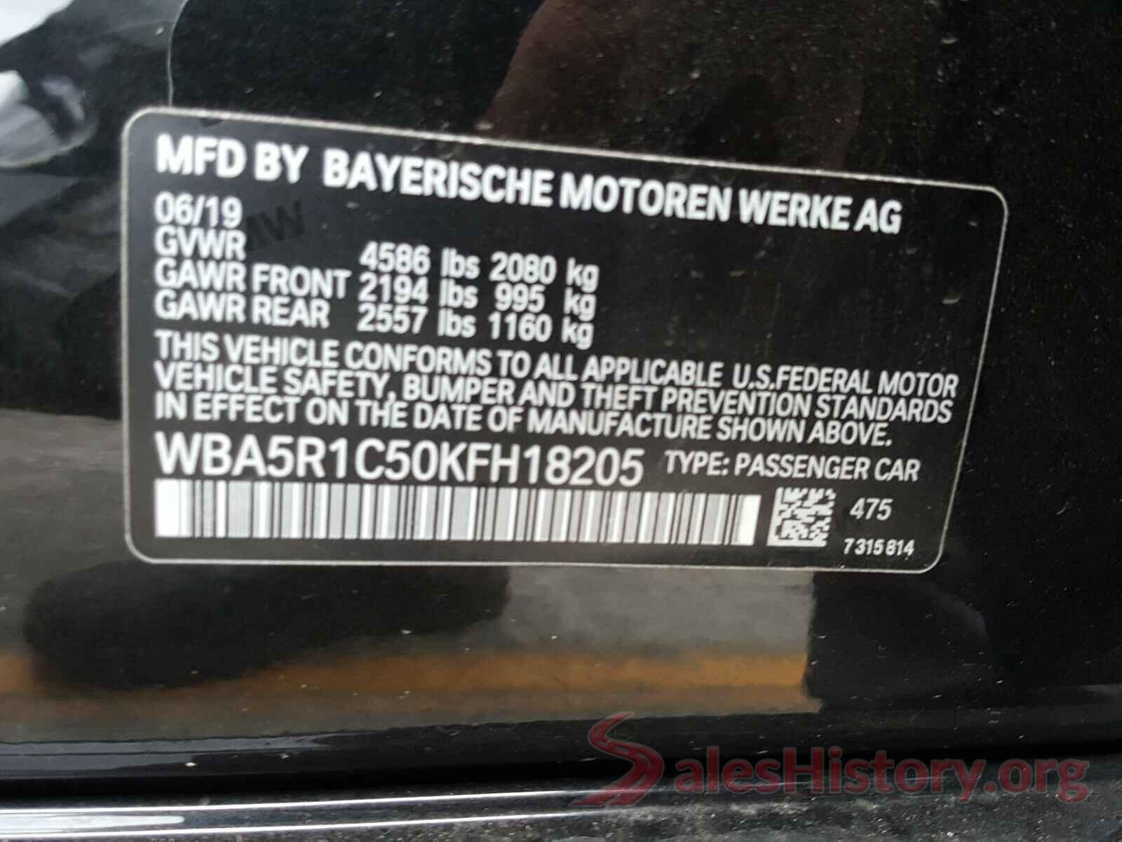 WBA5R1C50KFH18205 2019 BMW 3 SERIES