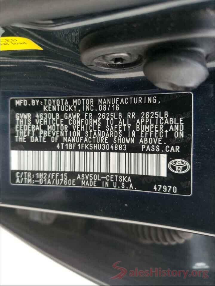 4T1BF1FK5HU304883 2017 TOYOTA CAMRY