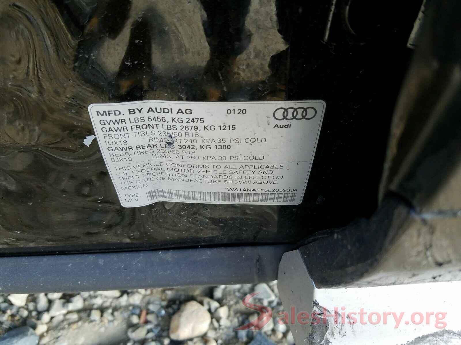 WA1ANAFY5L2059394 2020 AUDI Q5