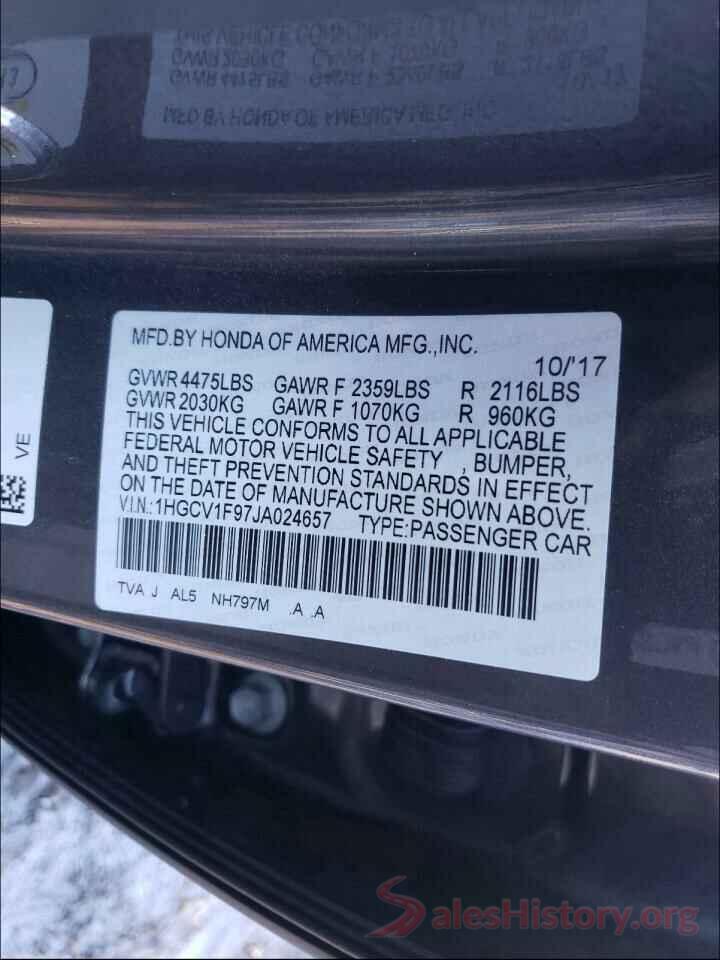 1HGCV1F97JA024657 2018 HONDA ACCORD