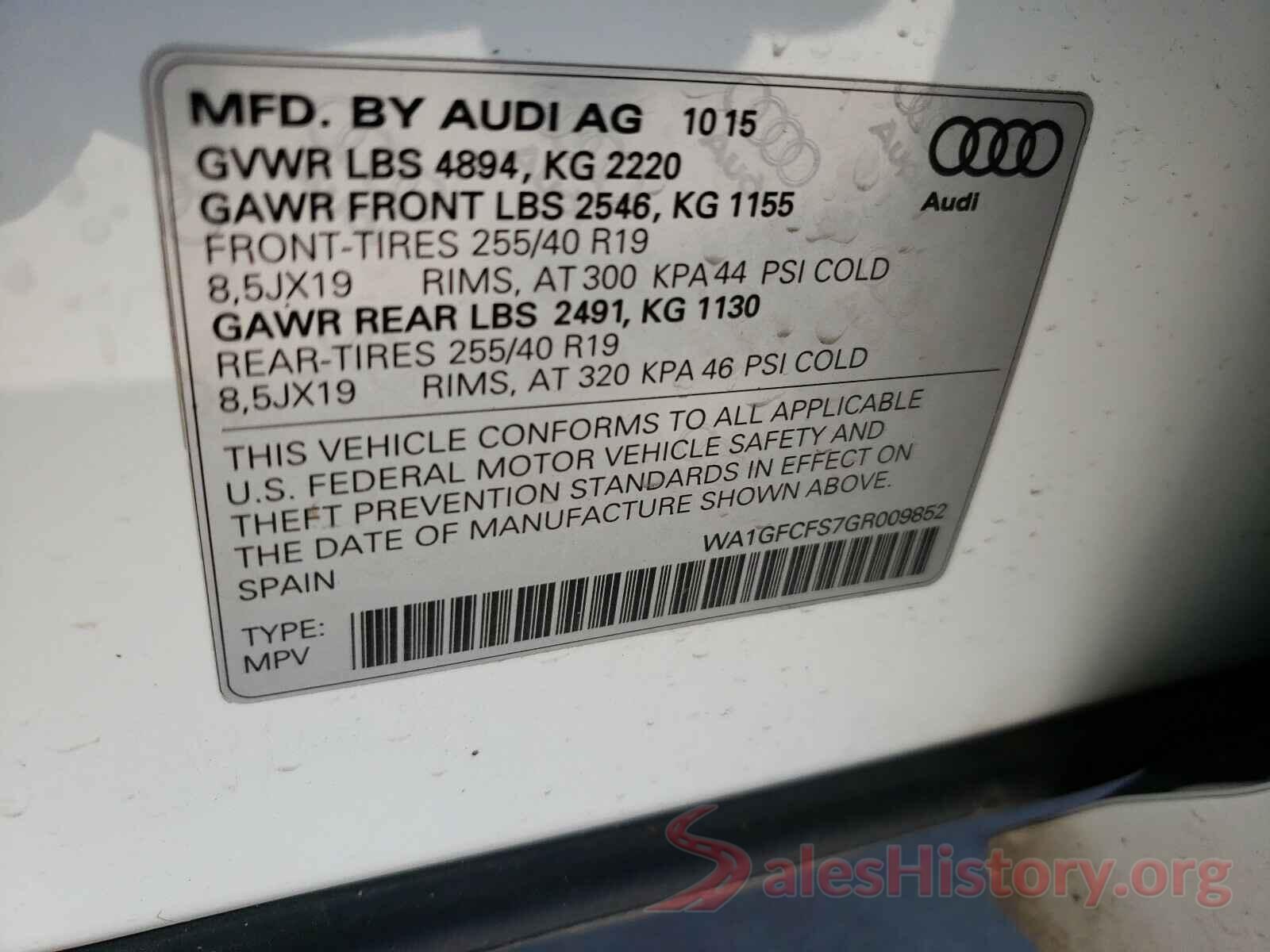 WA1GFCFS7GR009852 2016 AUDI Q3