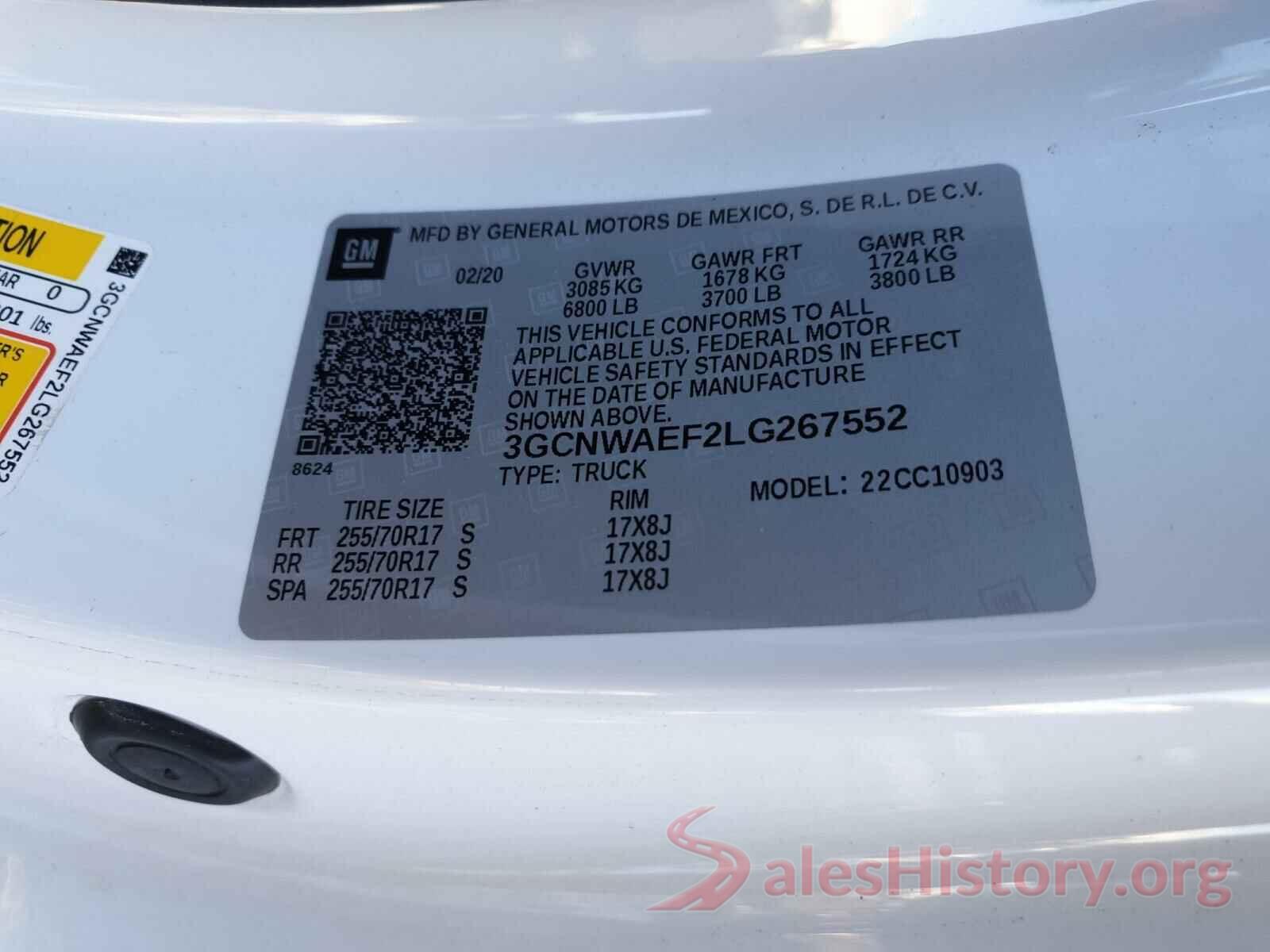 3GCNWAEF2LG267552 2020 CHEVROLET SILVERADO