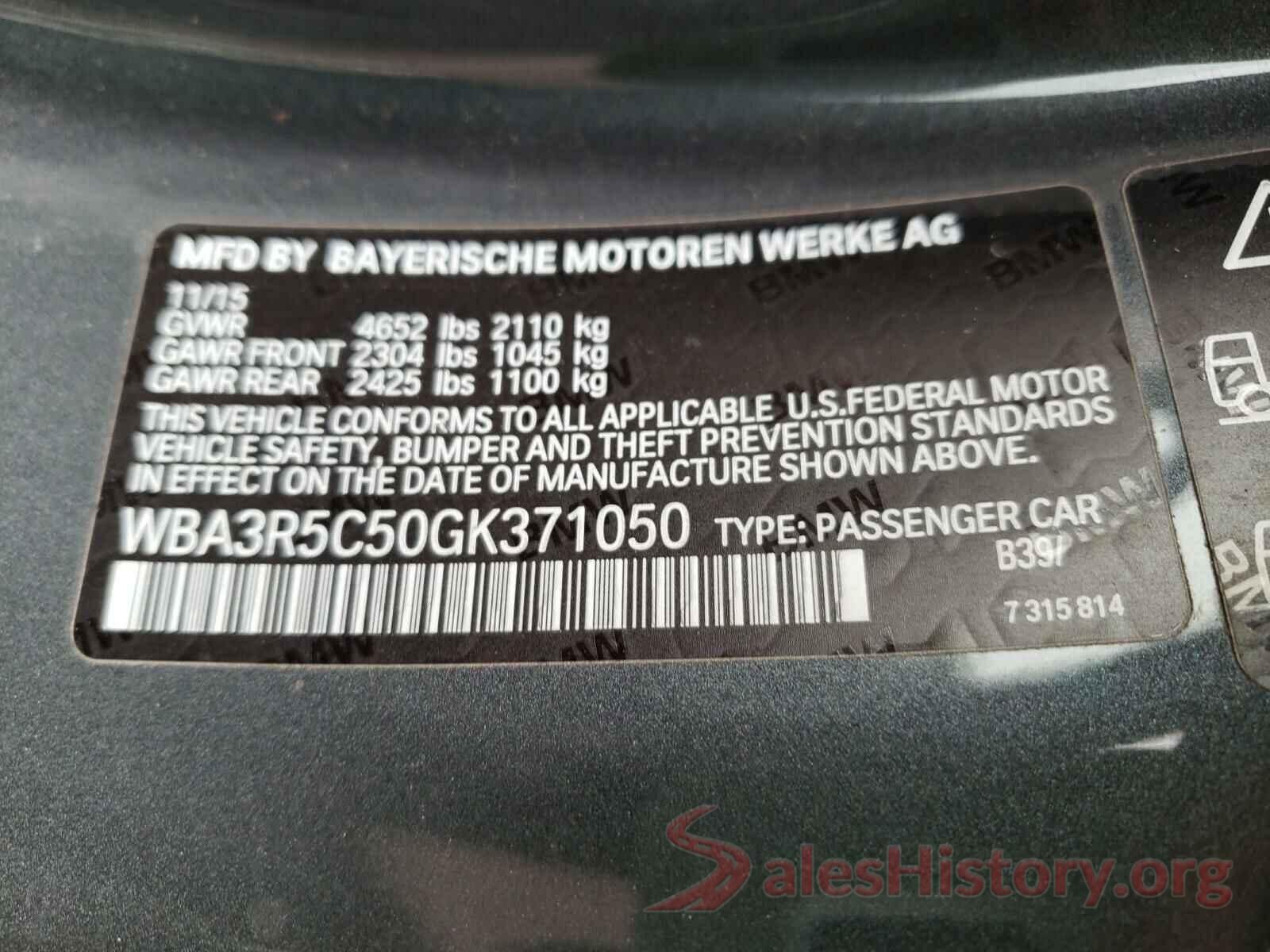 WBA3R5C50GK371050 2016 BMW 4 SERIES