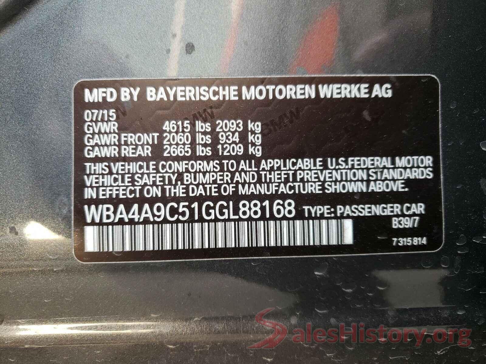 WBA4A9C51GGL88168 2016 BMW 4 SERIES