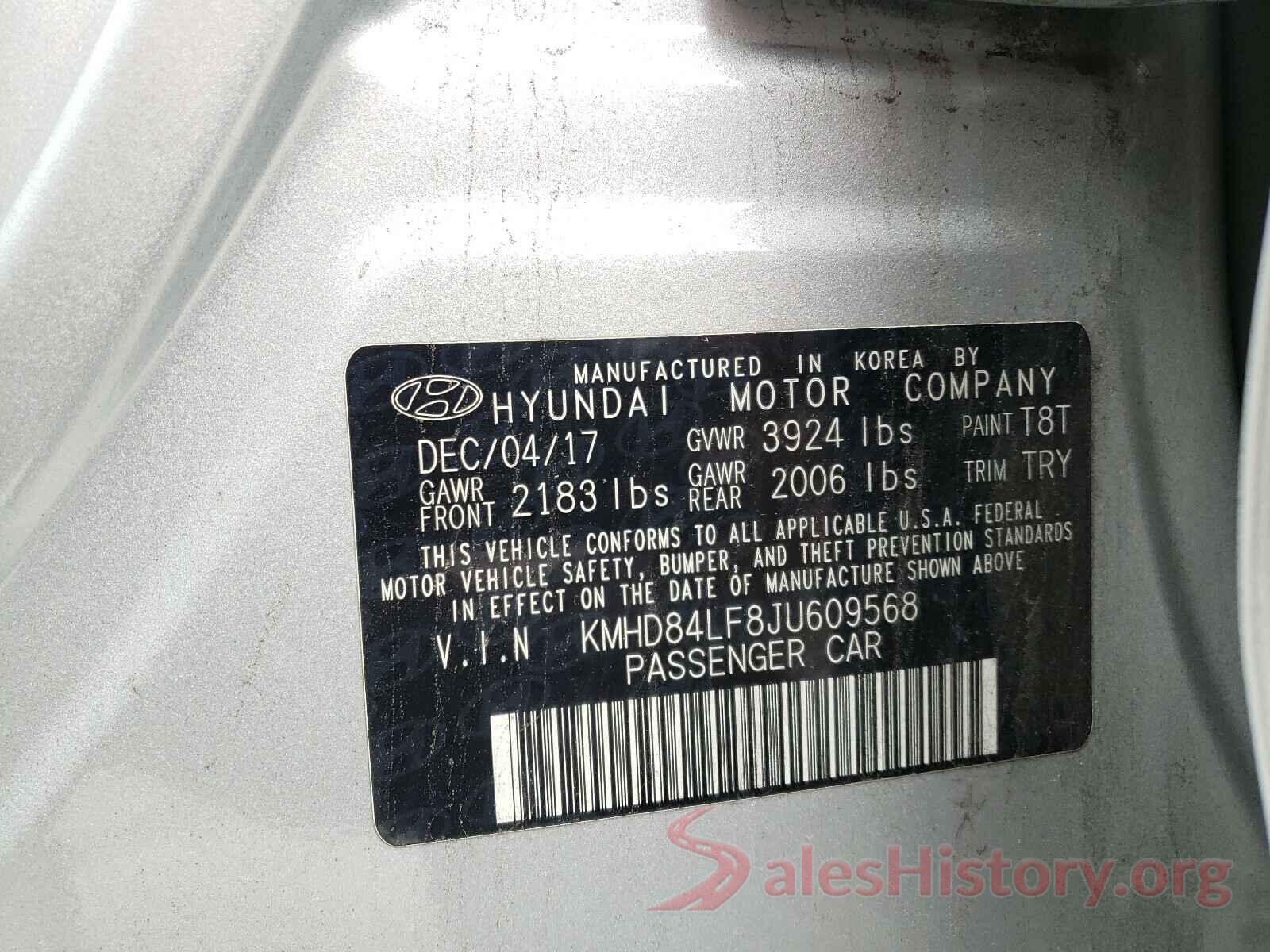 KMHD84LF8JU609568 2018 HYUNDAI ELANTRA