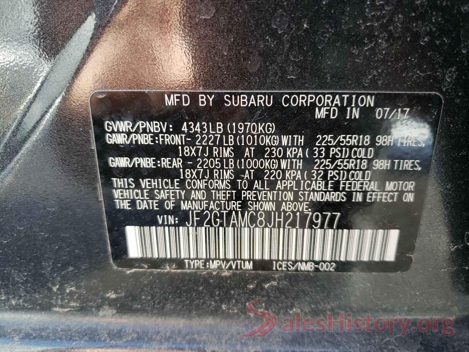 JF2GTAMC8JH217977 2018 SUBARU CROSSTREK