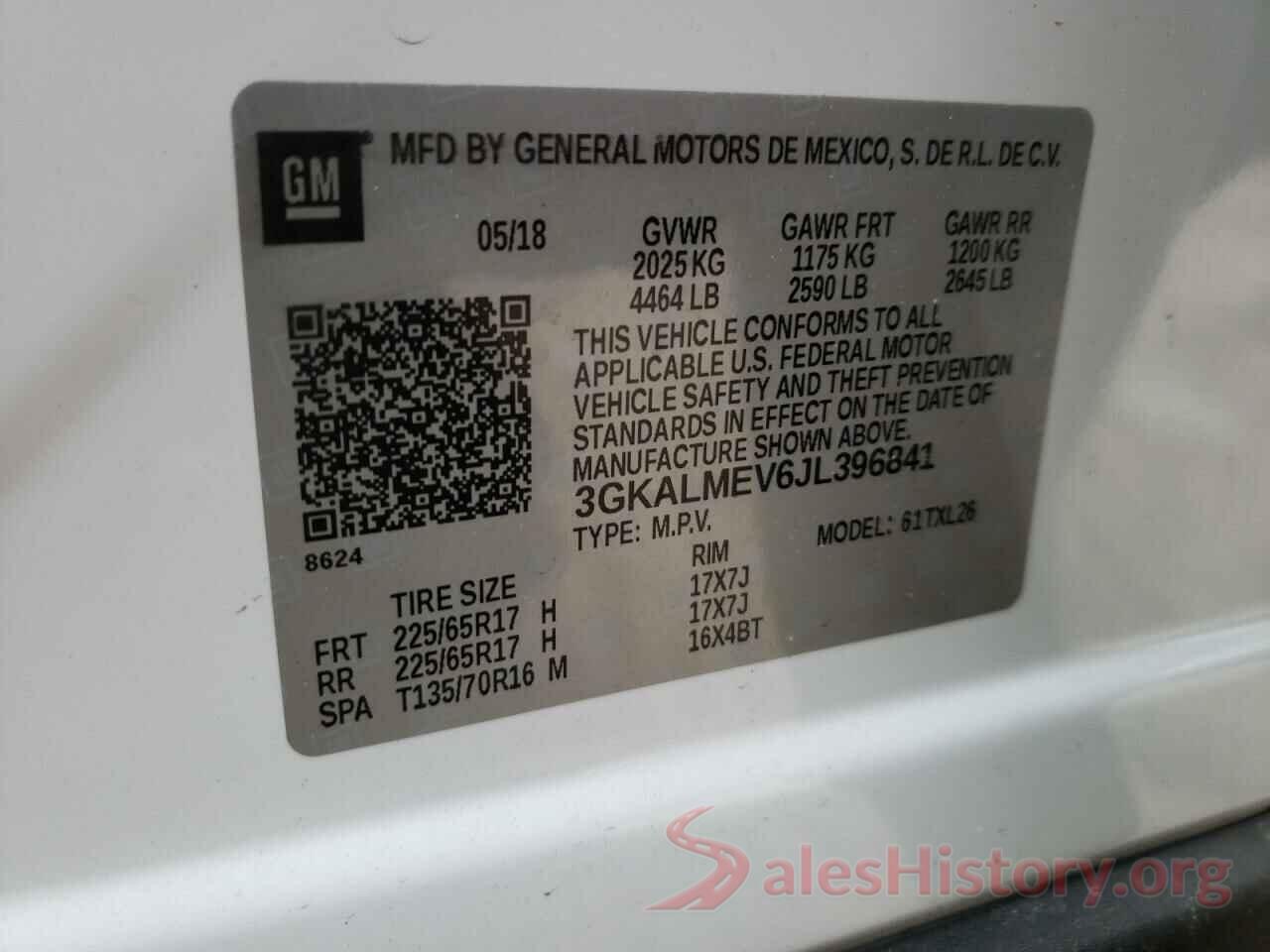 3GKALMEV6JL396841 2018 GMC TERRAIN