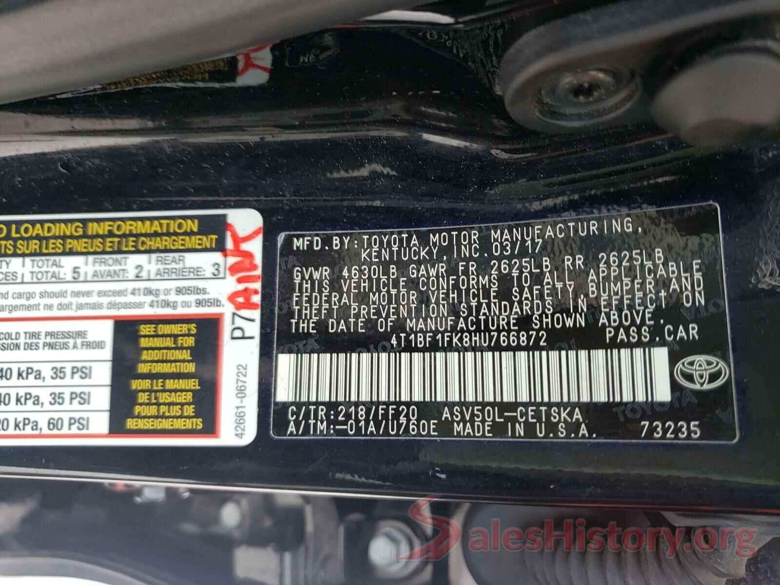 4T1BF1FK8HU766872 2017 TOYOTA CAMRY