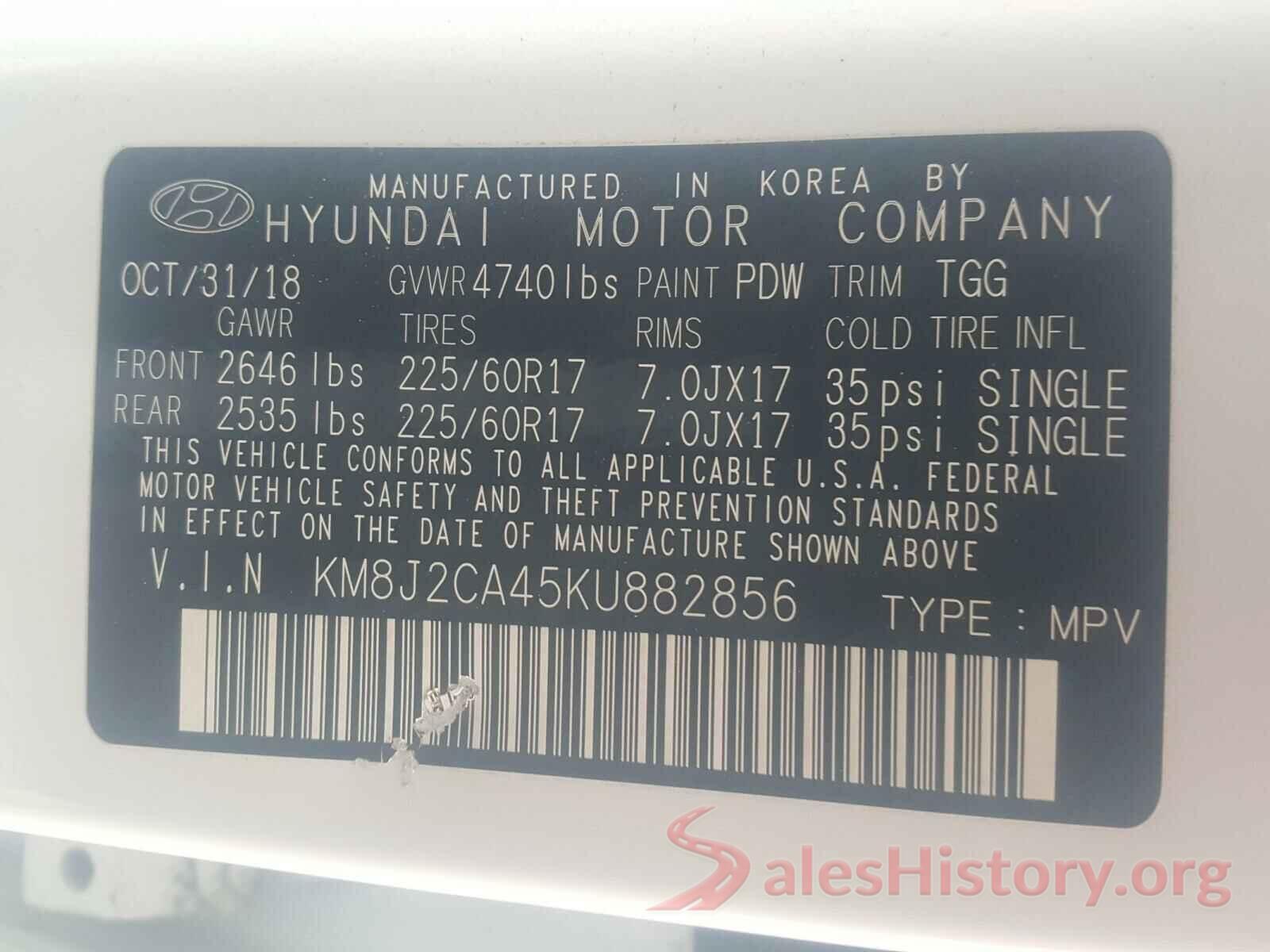 KM8J2CA45KU882856 2019 HYUNDAI TUCSON