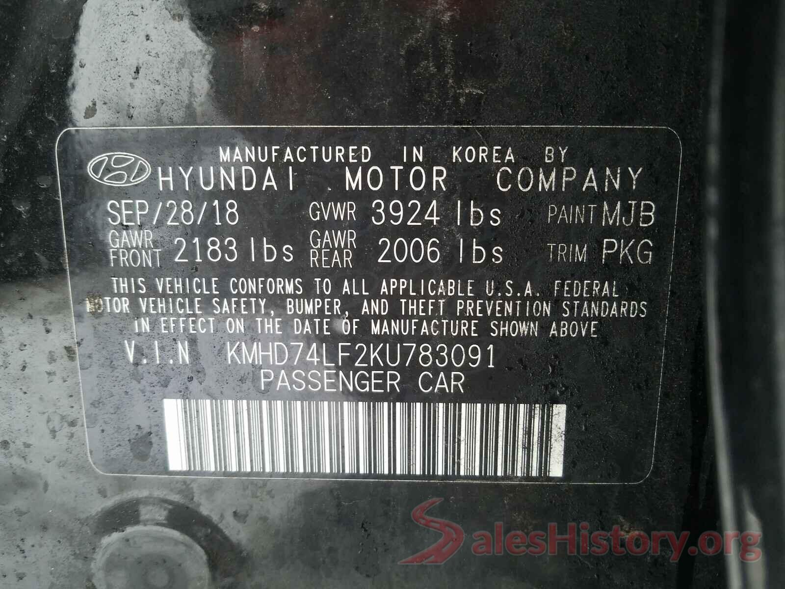 KMHD74LF2KU783091 2019 HYUNDAI ELANTRA