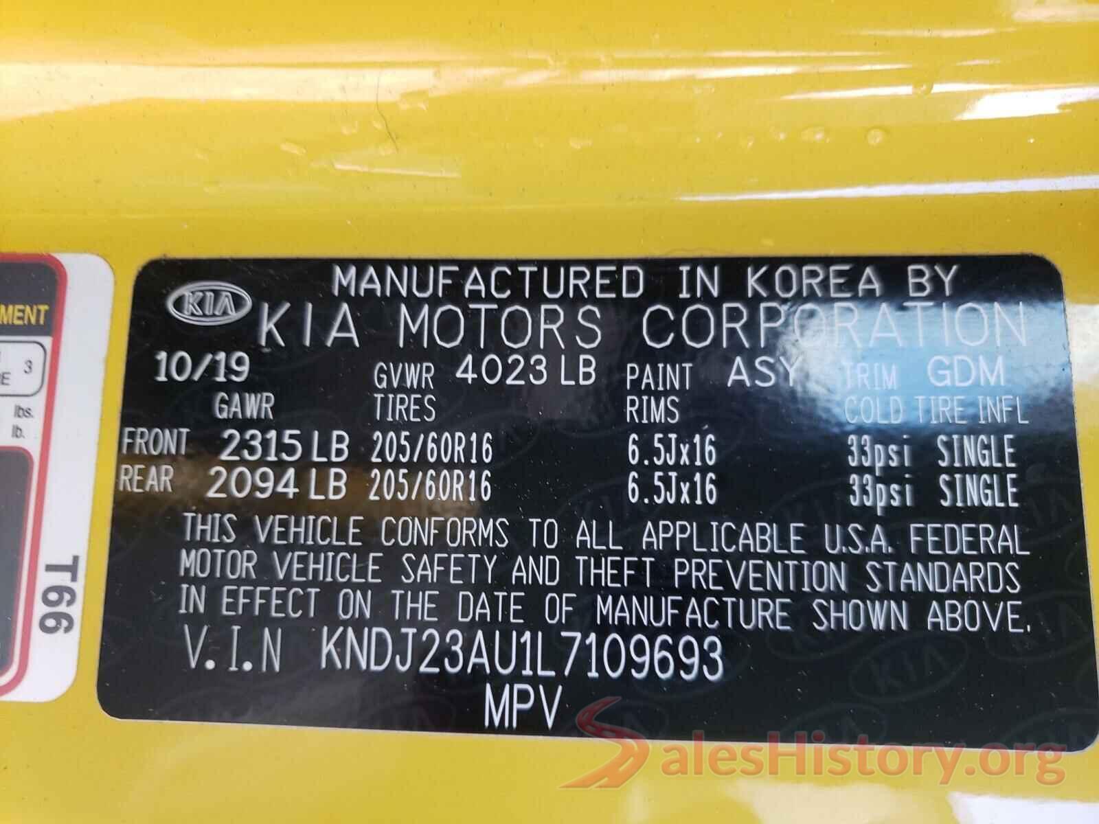 KNDJ23AU1L7109693 2020 KIA SOUL