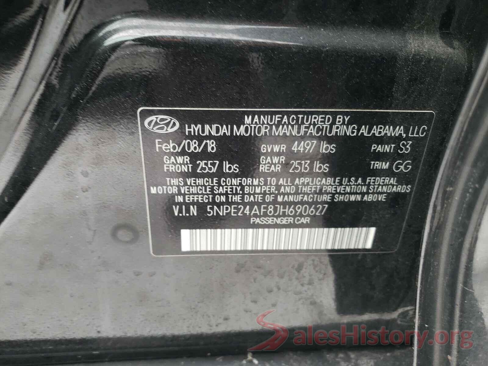 5NPE24AF8JH690627 2018 HYUNDAI SONATA