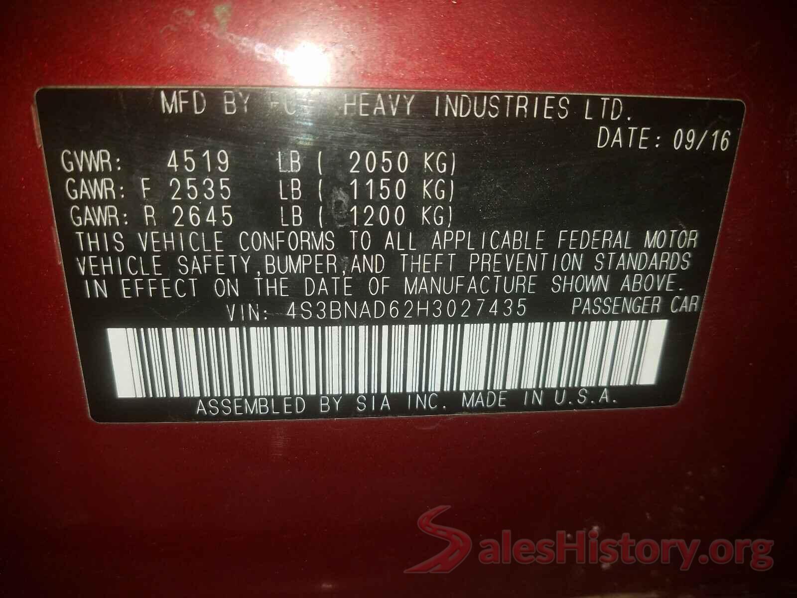 4S3BNAD62H3027435 2017 SUBARU LEGACY