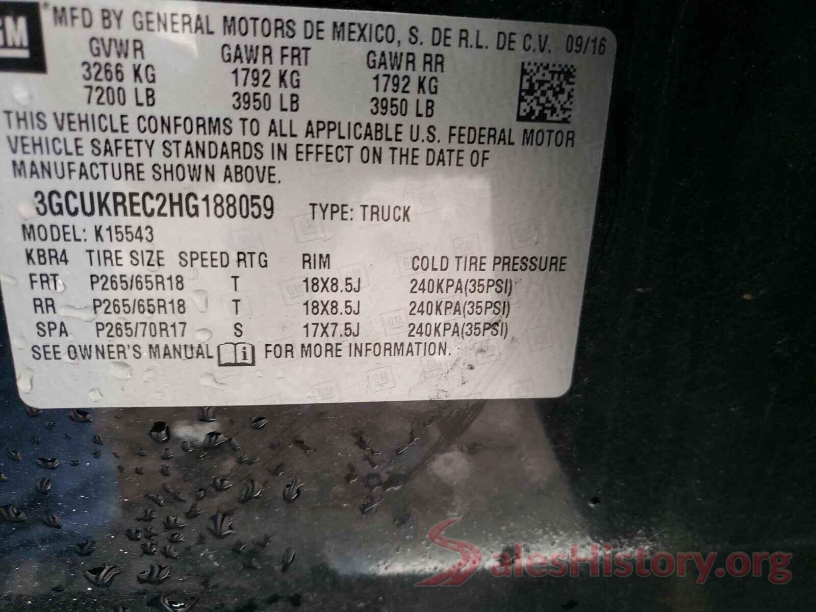 3GCUKREC2HG188059 2017 CHEVROLET SILVERADO