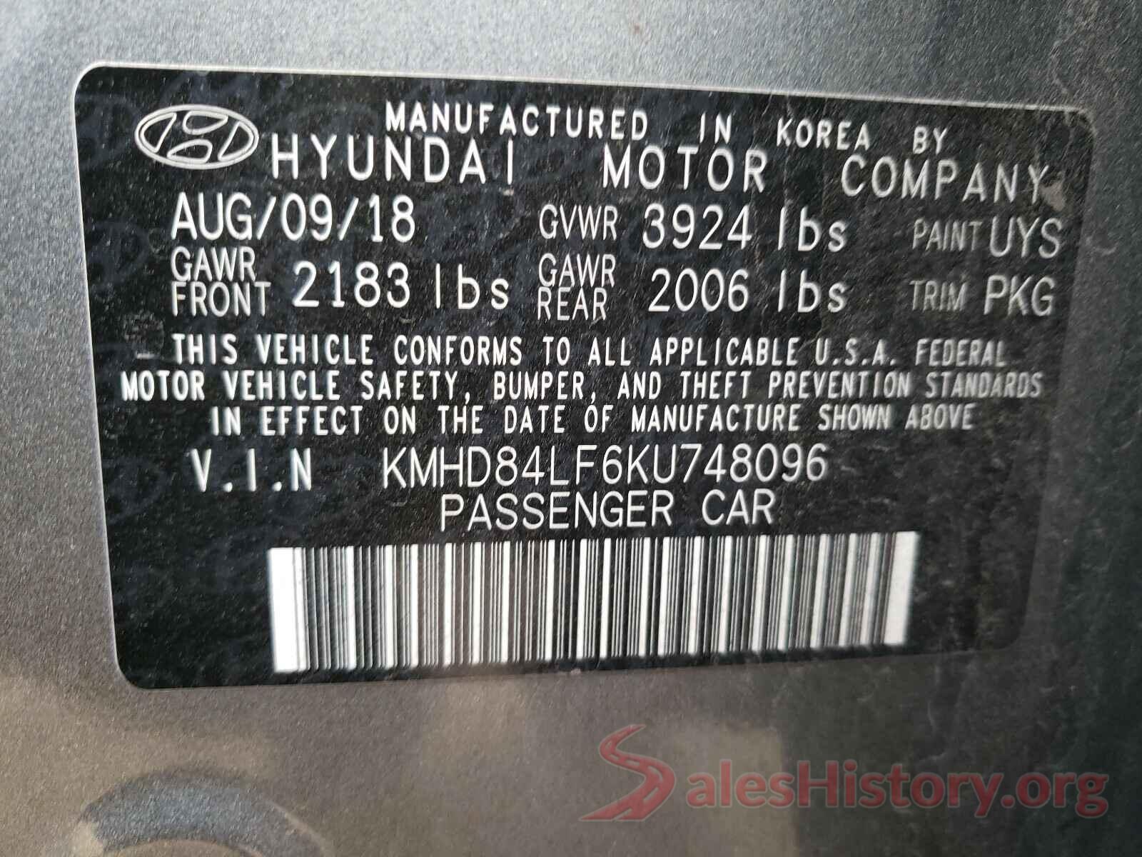 KMHD84LF6KU748096 2019 HYUNDAI ELANTRA