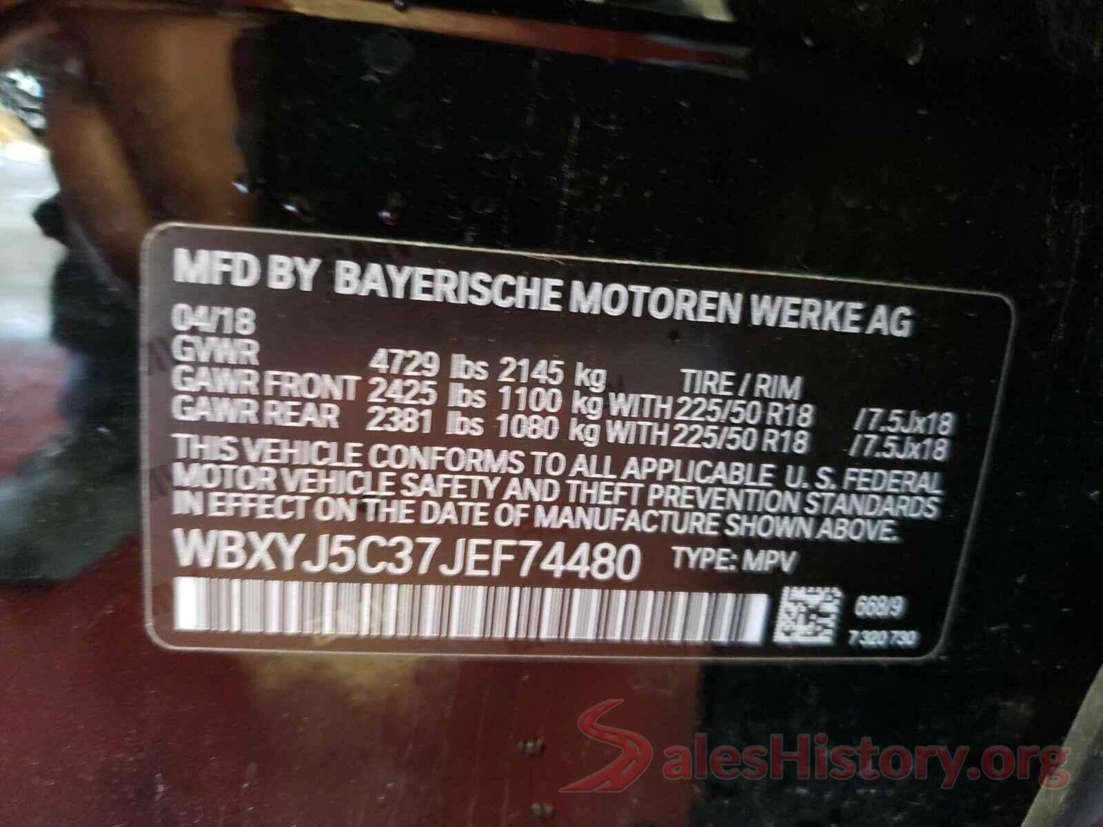 WBXYJ5C37JEF74480 2018 BMW X2