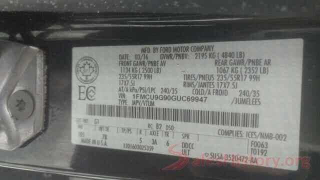 1FMCU9G90GUC69947 2016 FORD ESCAPE