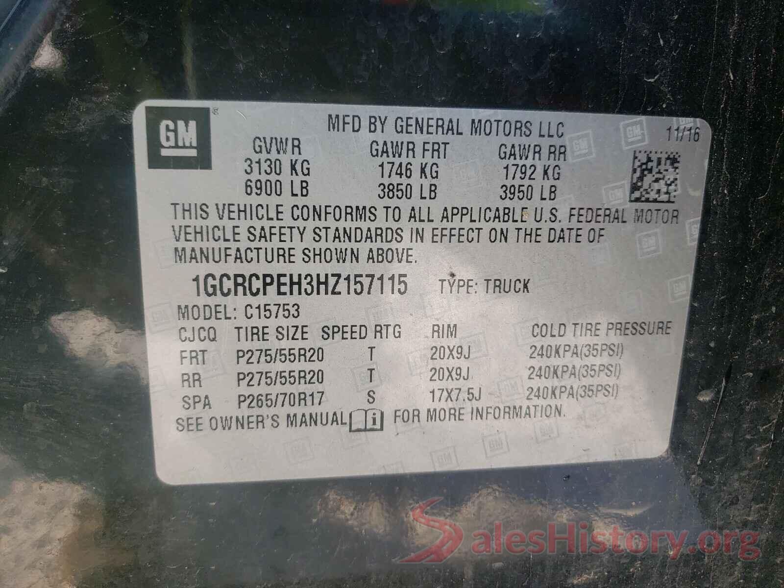 1GCRCPEH3HZ157115 2017 CHEVROLET SILVERADO