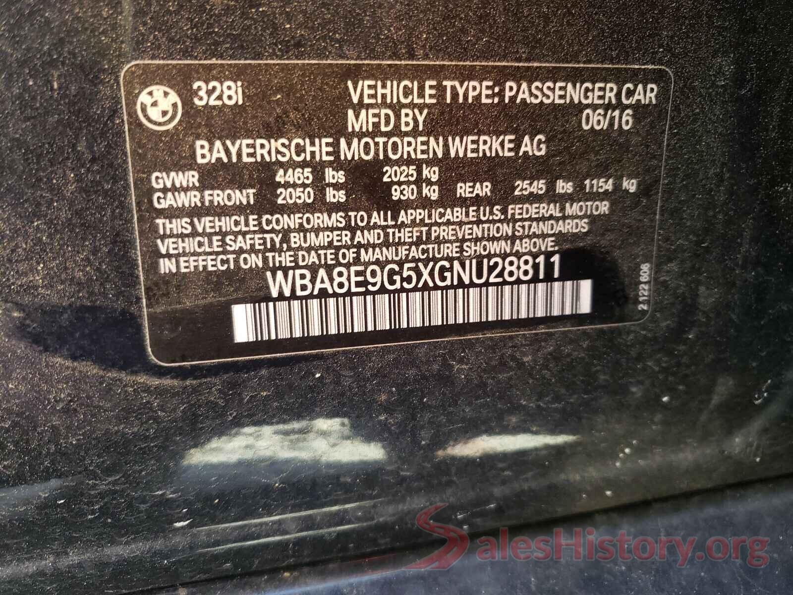 WBA8E9G5XGNU28811 2016 BMW 3 SERIES