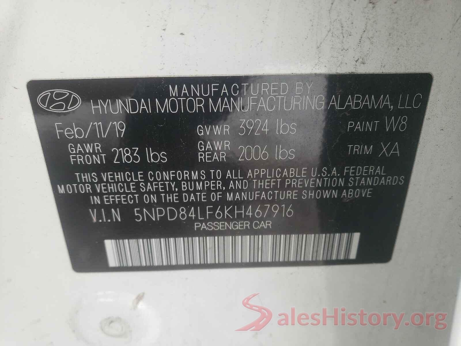 5NPD84LF6KH467916 2019 HYUNDAI ELANTRA