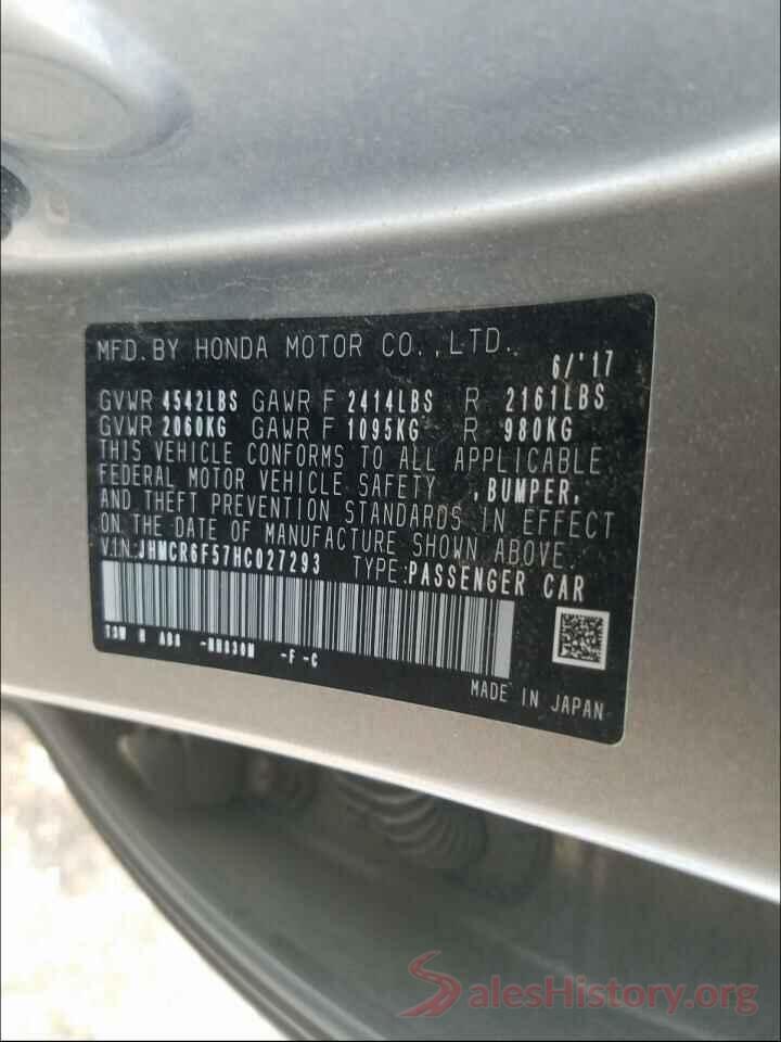 JHMCR6F57HC027293 2017 HONDA ACCORD