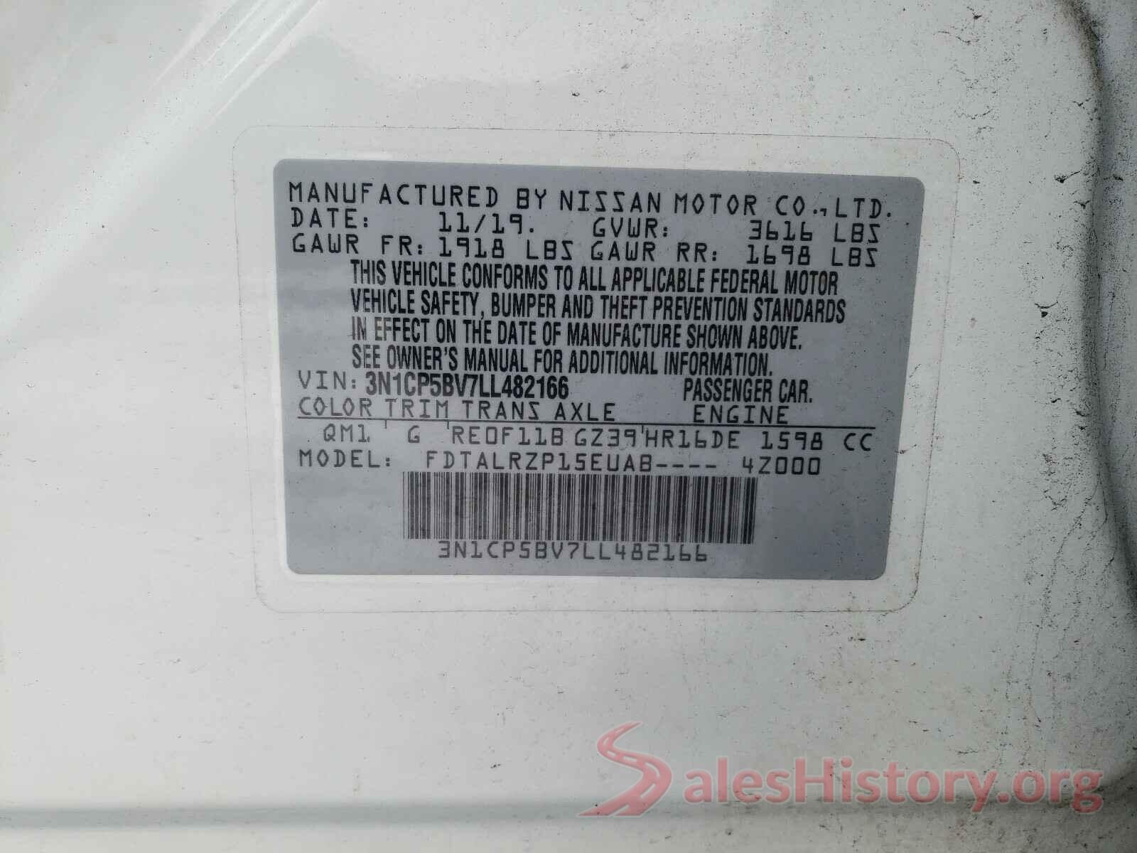 3N1CP5BV7LL482166 2020 NISSAN KICKS