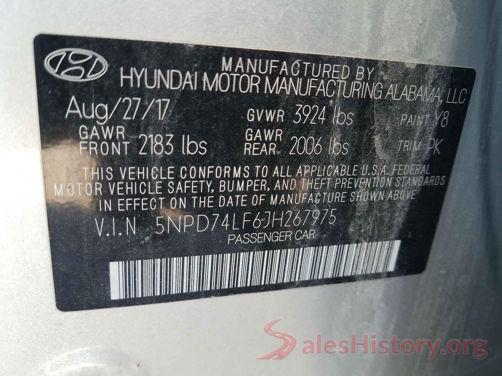 5NPD74LF6JH267975 2018 HYUNDAI ELANTRA