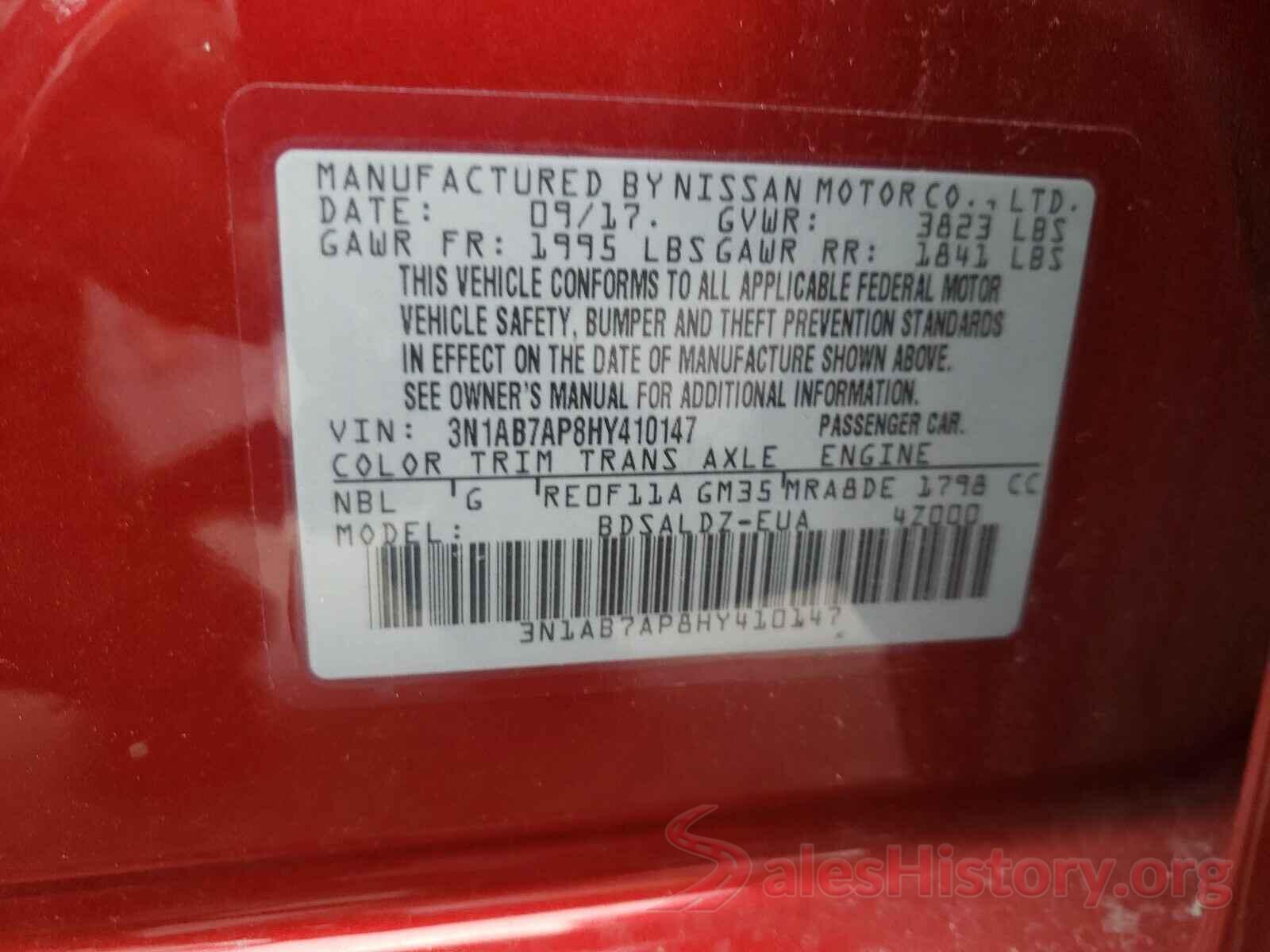 3N1AB7AP8HY410147 2017 NISSAN SENTRA