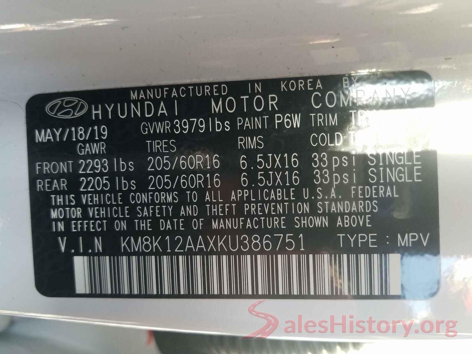 KM8K12AAXKU386751 2019 HYUNDAI KONA