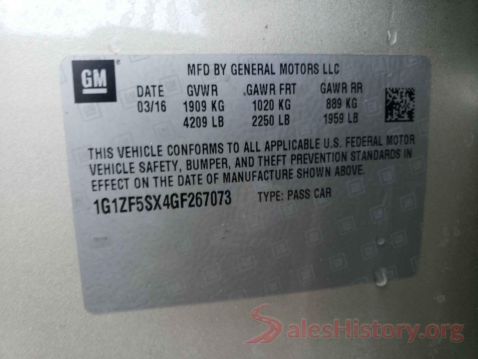 1G1ZF5SX4GF267073 2016 CHEVROLET MALIBU