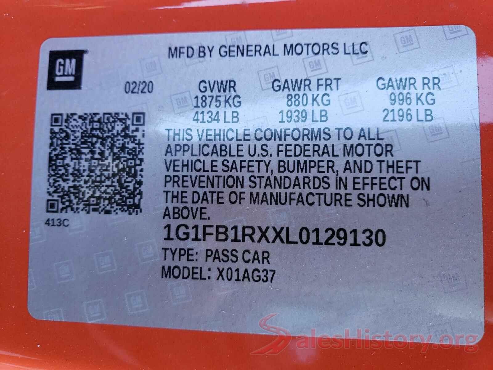 1G1FB1RXXL0129130 2020 CHEVROLET CAMARO