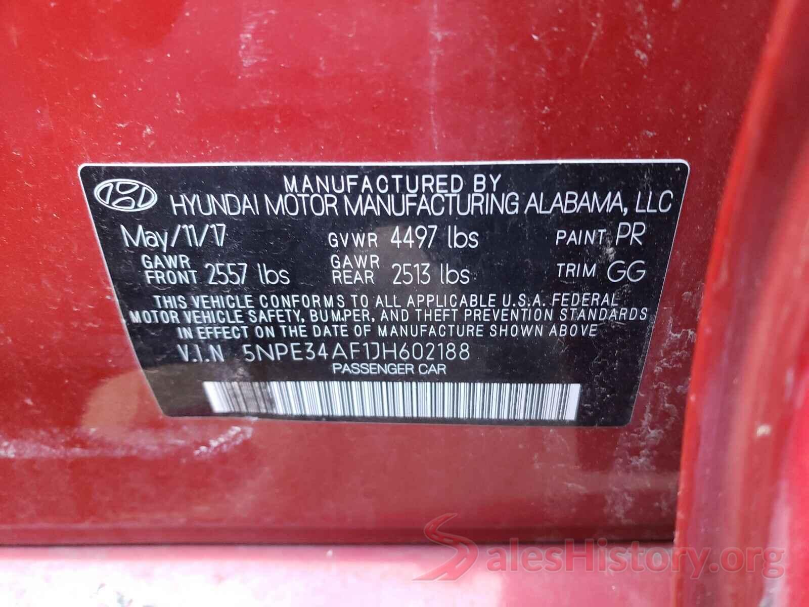 5NPE34AF1JH602188 2018 HYUNDAI SONATA