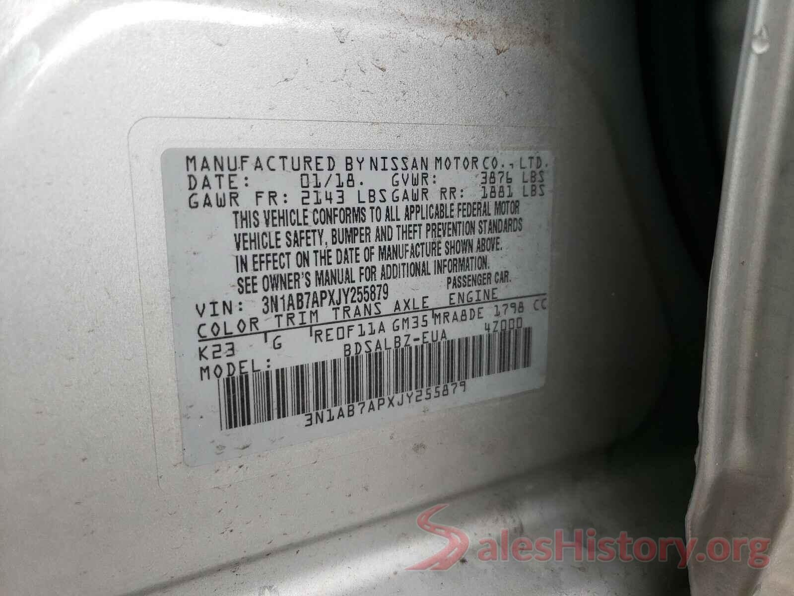 3N1AB7APXJY255879 2018 NISSAN SENTRA