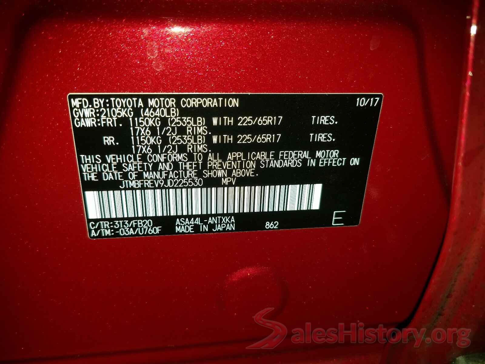 JTMBFREV9JD225530 2018 TOYOTA RAV4