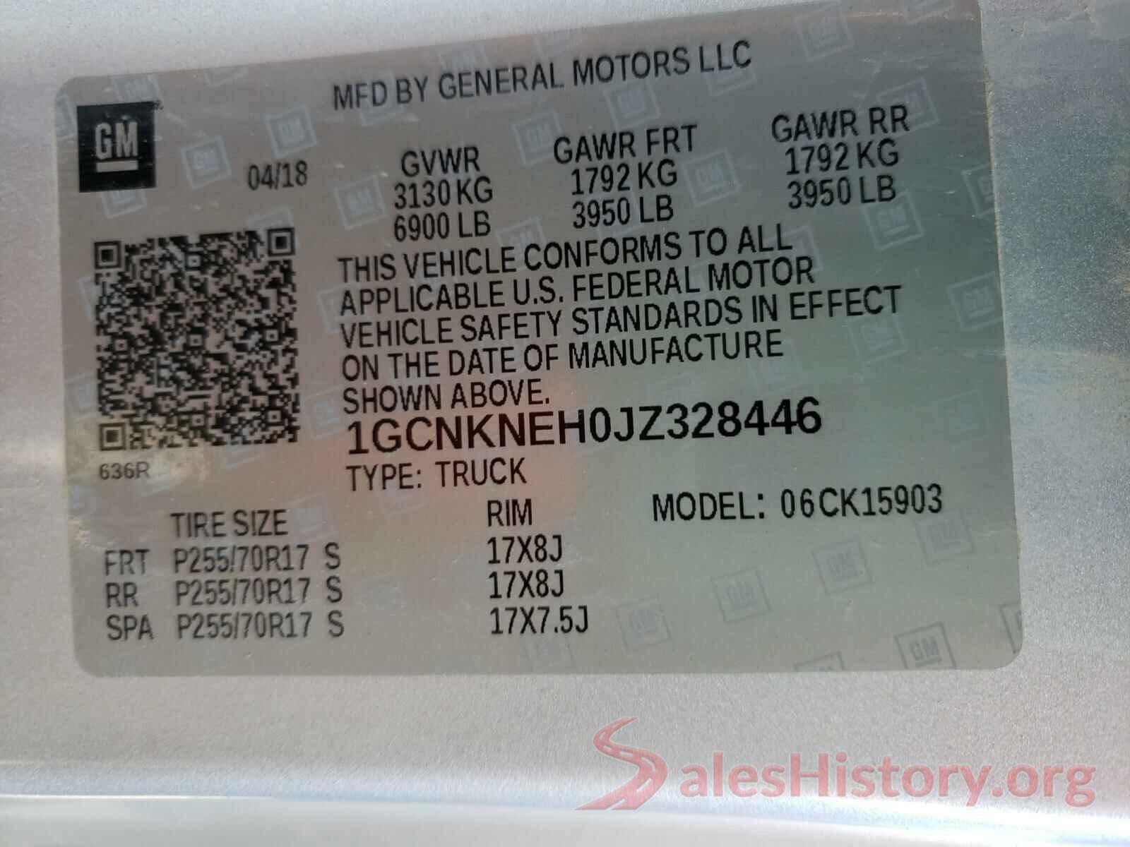 1GCNKNEH0JZ328446 2018 CHEVROLET SILVERADO