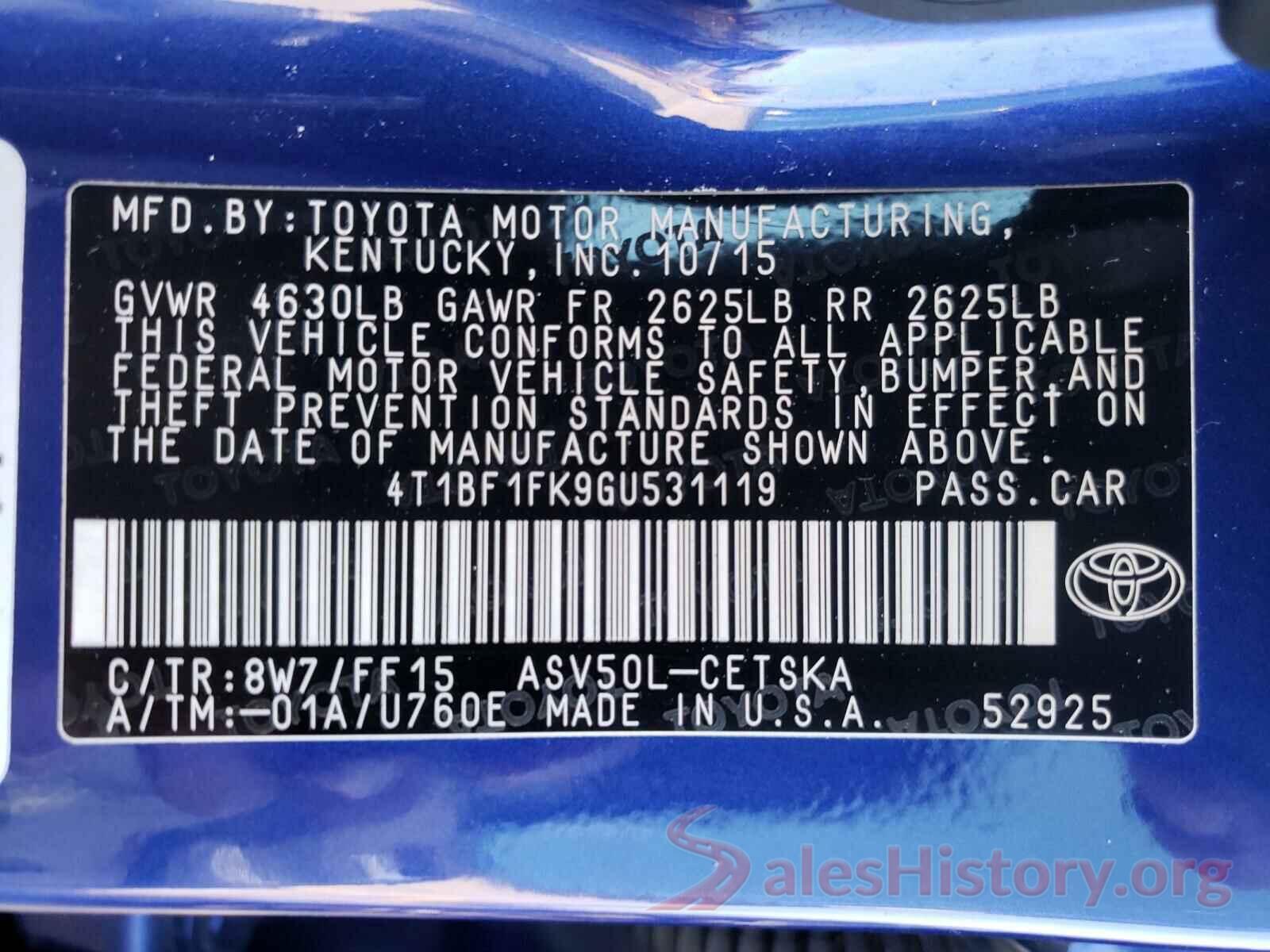 4T1BF1FK9GU531119 2016 TOYOTA CAMRY